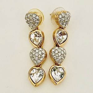 Swarovski Swan Crystal Heart Drop Earrings